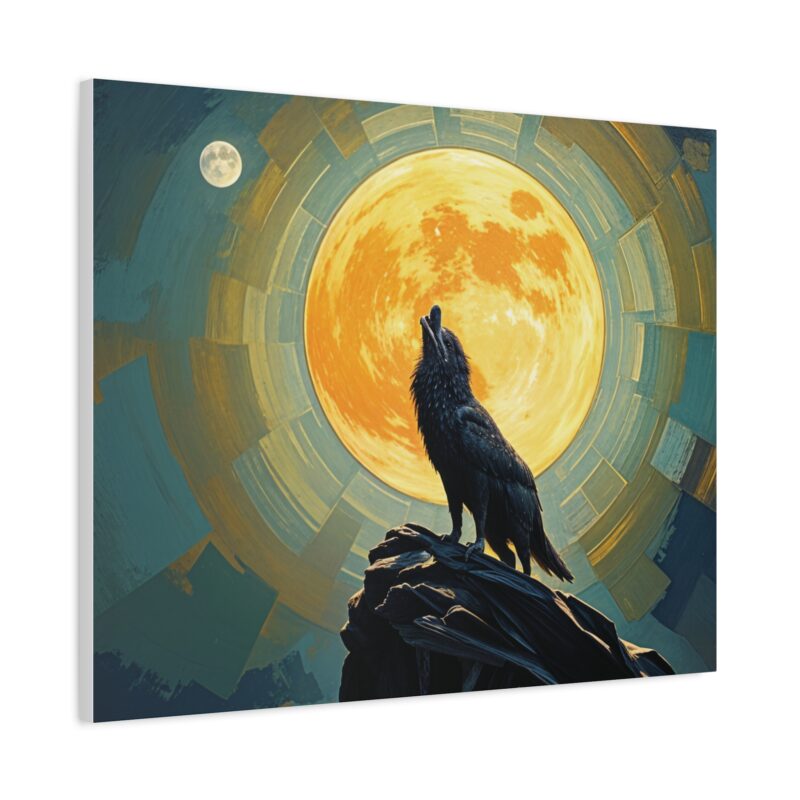 Wolf Howling at the Full Moon Canvas Print Wall Art - Image 46