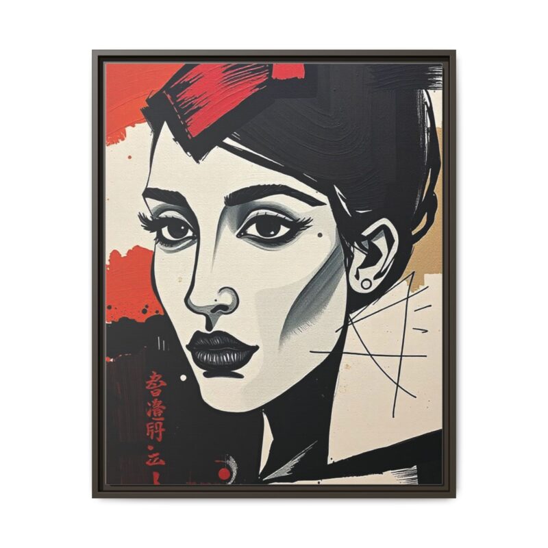 Wall Art Print of A black and white abstract portrait of a woman's face - Image 90