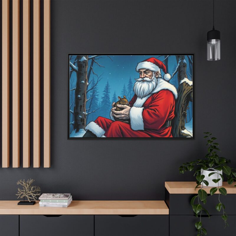 Canvas Art of Santa's Gentle Moment in the Snowy Woods