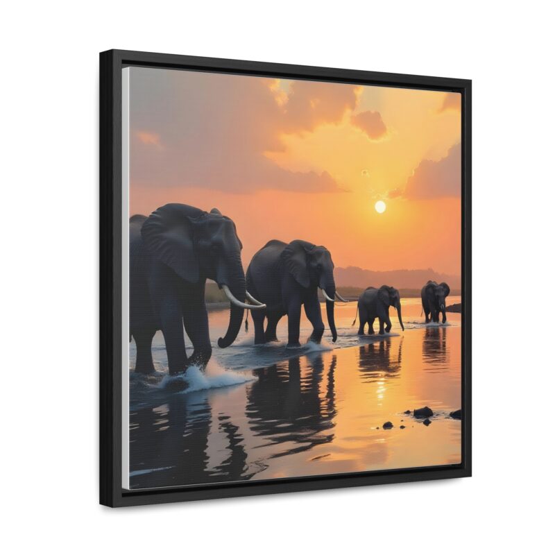Canvas Wraps - Elephants Crossing a River at Dawn - Image 18