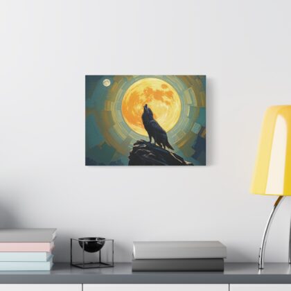Wolf Howling at the Full Moon Canvas Print Wall Art