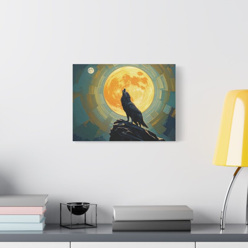 Wolf Howling at the Full Moon Canvas Print Wall Art
