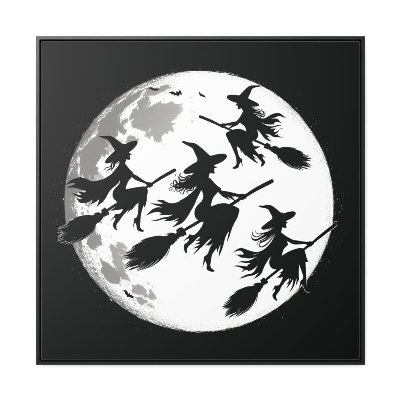 Canvas Wraps - Elegant Witch Silhouettes on Broomsticks Halloween Wall Art - Image 2