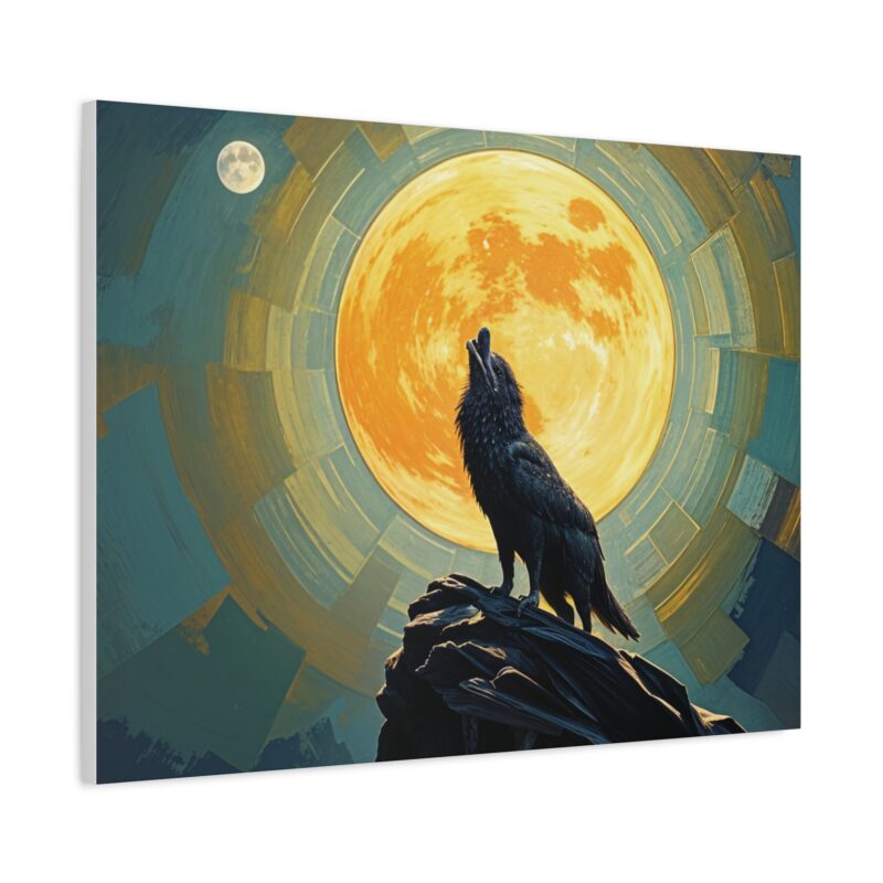 Wolf Howling at the Full Moon Canvas Print Wall Art - Image 30