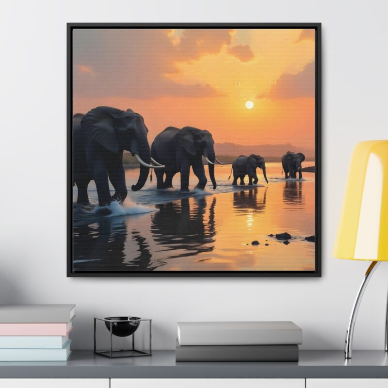 Canvas Wraps - Elephants Crossing a River at Dawn - Image 36