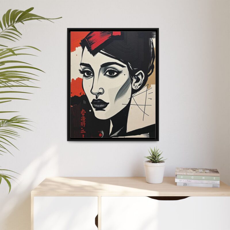 Wall Art Print of A black and white abstract portrait of a woman's face - Image 88