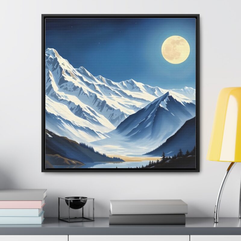 Canvas Wraps - Snow-Capped Mountains Under a Full Moon - Image 36