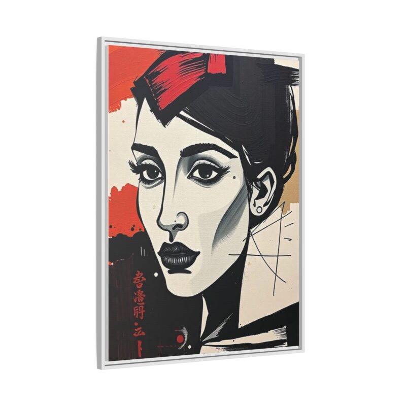 Wall Art Print of A black and white abstract portrait of a woman's face - Image 83