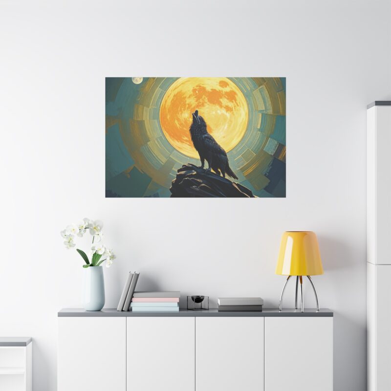 Wolf Howling at the Full Moon Canvas Print Wall Art - Image 43