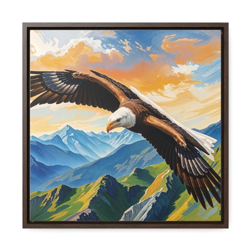 Canvas Wrap: Majestic Eagle in Flight Over Mountains - Image 29