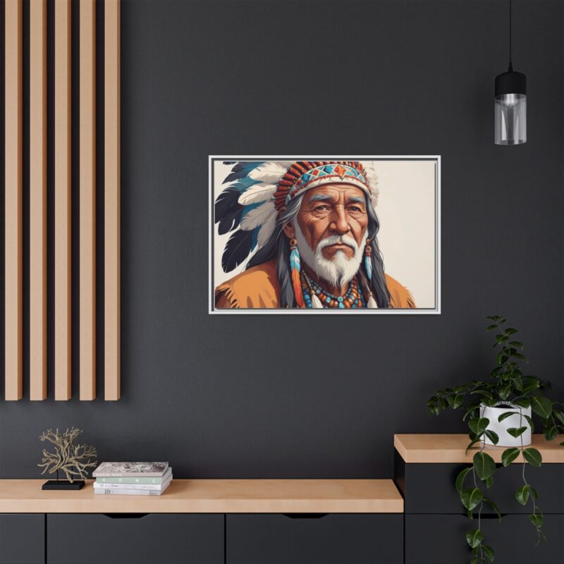 Matte Canvas, Framed elderly Native American man - Image 100