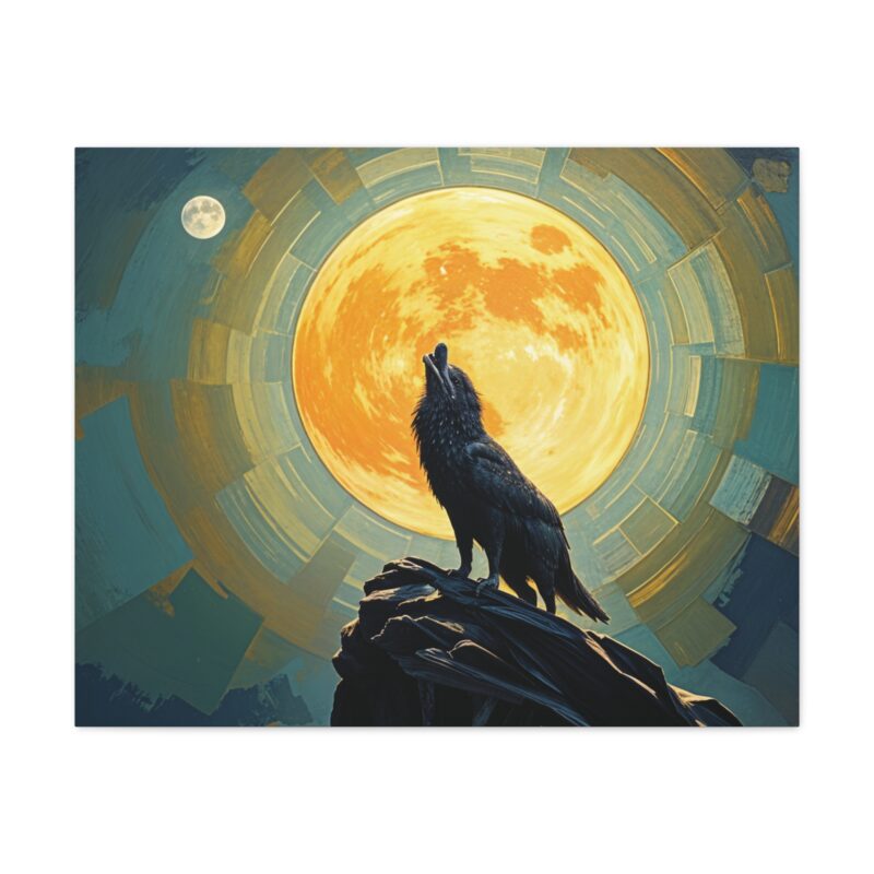 Wolf Howling at the Full Moon Canvas Print Wall Art - Image 45
