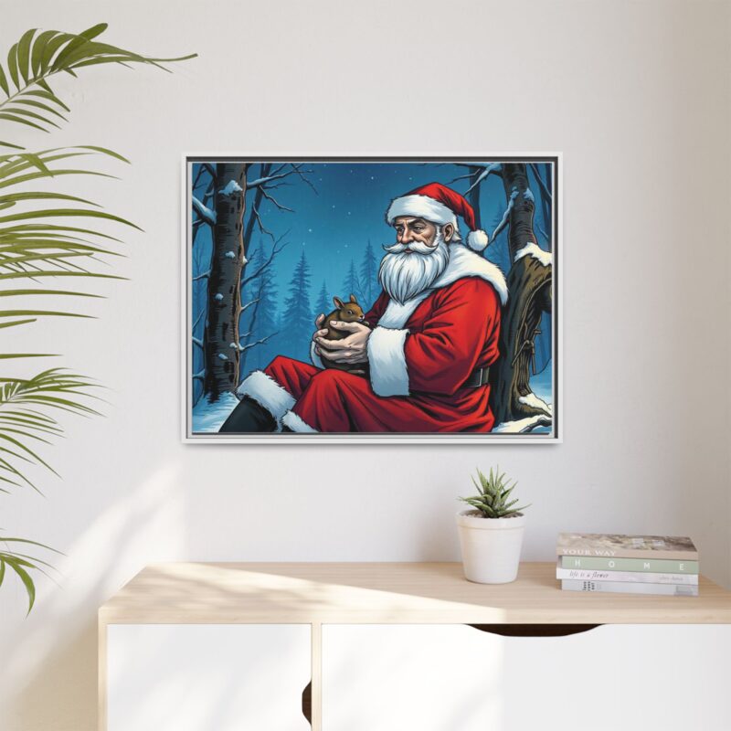 Canvas Art of Santa's Gentle Moment in the Snowy Woods - Image 94