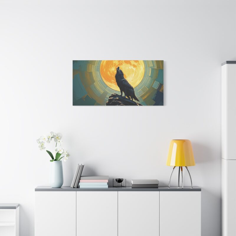 Wolf Howling at the Full Moon Canvas Print Wall Art - Image 59