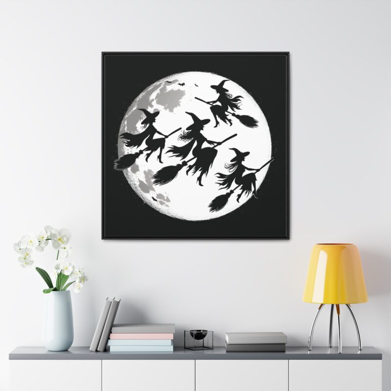 Canvas Wraps - Elegant Witch Silhouettes on Broomsticks Halloween Wall Art - Image 5