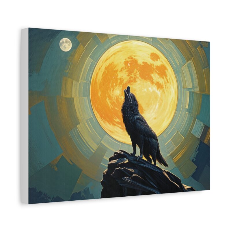 Wolf Howling at the Full Moon Canvas Print Wall Art - Image 3