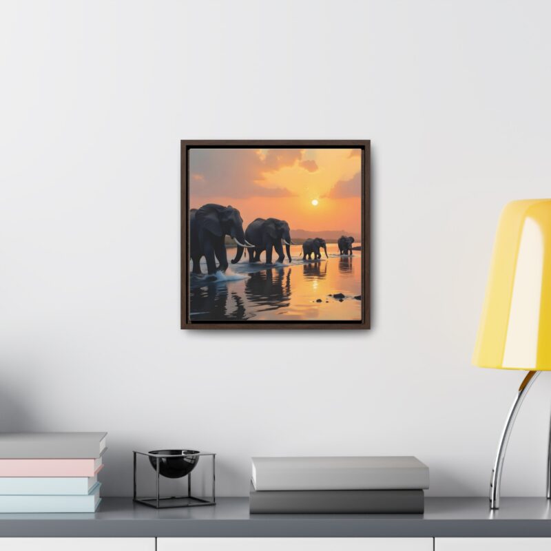 Canvas Wraps - Elephants Crossing a River at Dawn - Image 16