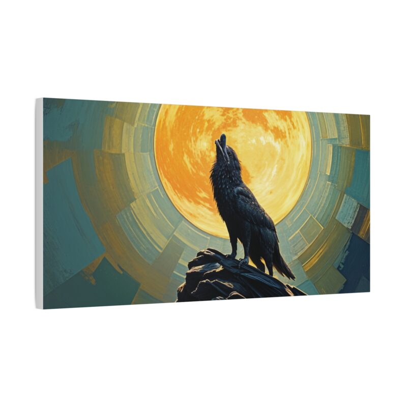 Wolf Howling at the Full Moon Canvas Print Wall Art - Image 54